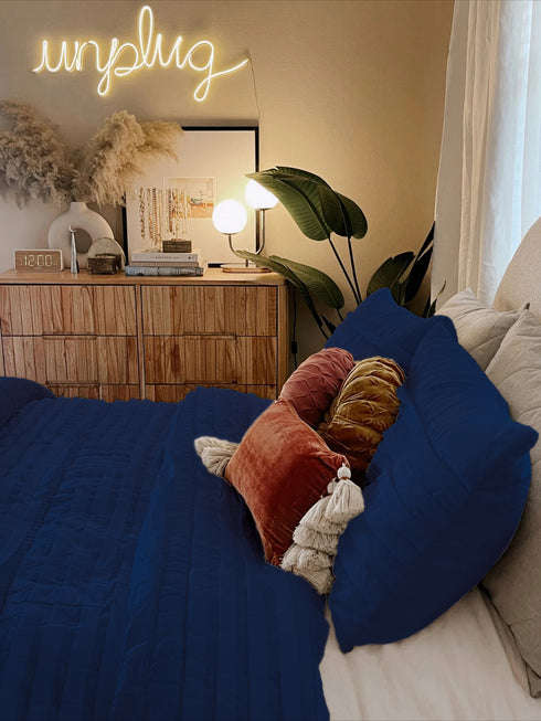 Dorm Pretty Pleats Double Bed Microfibre Comforter With 2 Pillow Covers- Easy care-Hypoallergenic